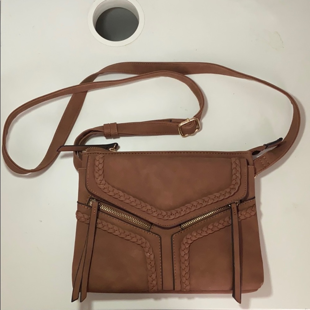 SOLD NWOT Camel Suede Crossbody Bag